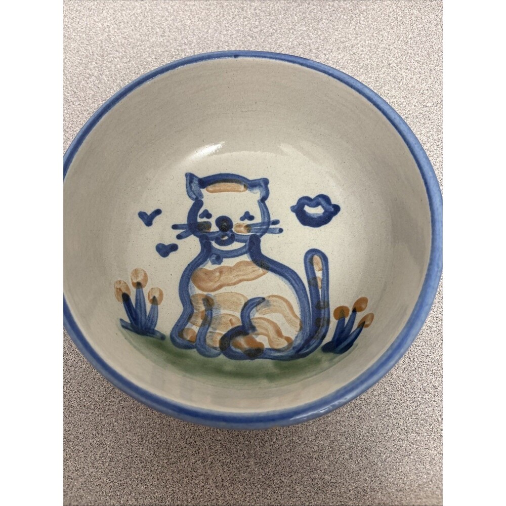 MA Hadley "Cat Country Scene Blue" 5  1/2 Inch Coupe Cereal Bowl, READ